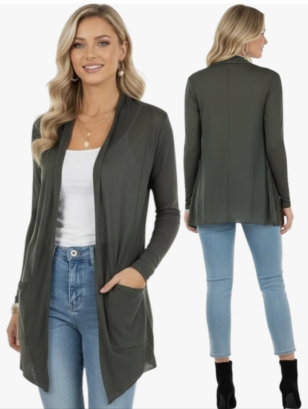 Long Sleeve Flyway Cardigan with Side Pockets